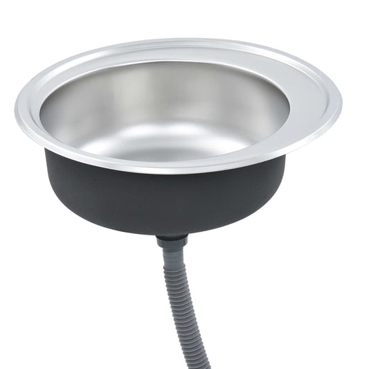 vidaXL Kitchen Sink Undermount Sink with Strainer Stainless Steel Sink Round