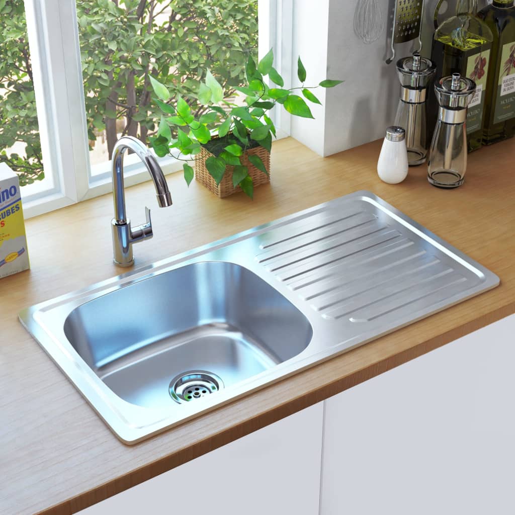vidaXL Kitchen Sink Undermount Sink with Strainer Stainless Steel Sink Round