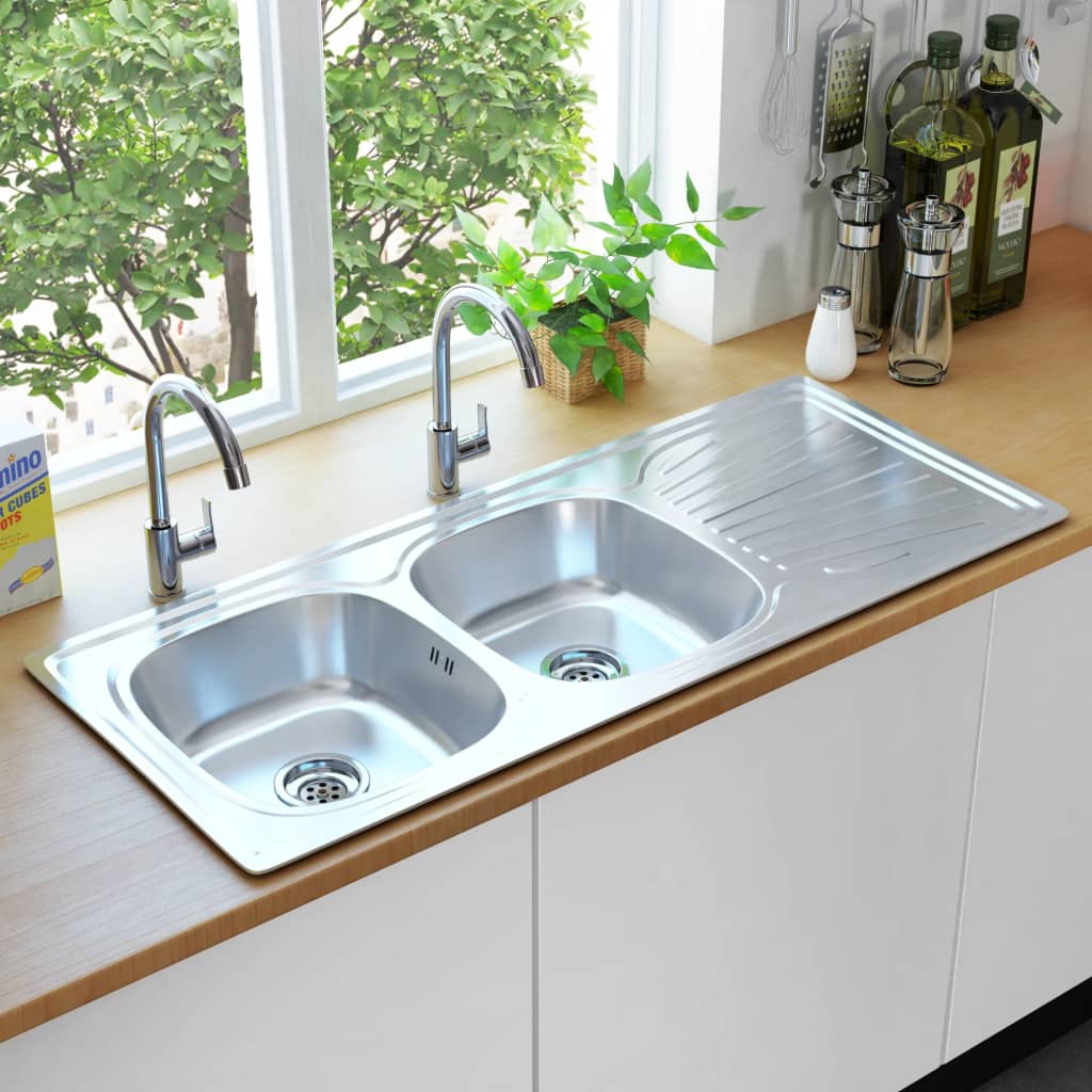 vidaXL Kitchen Sink Undermount Sink with Strainer Stainless Steel Sink Round