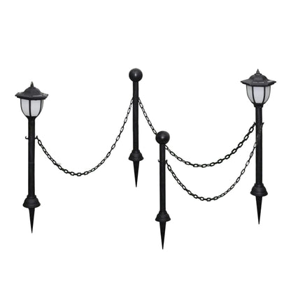 vidaXL 2/4x Chain Fence with Solar Lights Two LED Lamps Two Poles Outdoor Patio