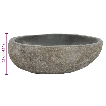 vidaXL Wash Basin Small Wash Sink Bathroom Basin Natural River Stone Oval