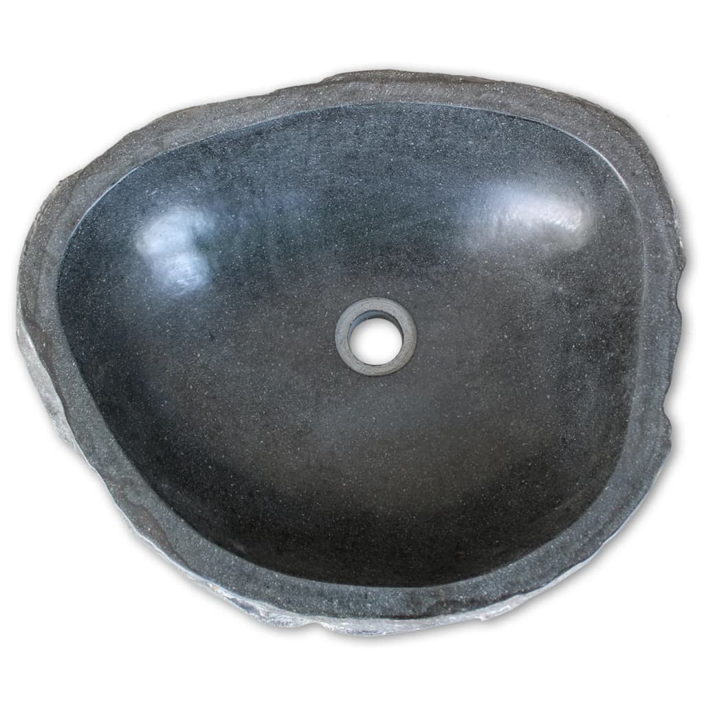 vidaXL Wash Basin Small Wash Sink Bathroom Basin Natural River Stone Oval