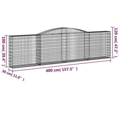 vidaXL Arched Gabion Baskets 8 pcs 157.5"x11.8"x39.4"/47.2" Galvanized Iron