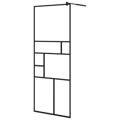vidaXL Walk-in Shower Wall with Shelf Black 31.5"x76.8" ESG Glass&Aluminum